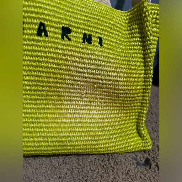 Marni Raffia East West Shopping Tote Bag in Green - Picture 4 of 10